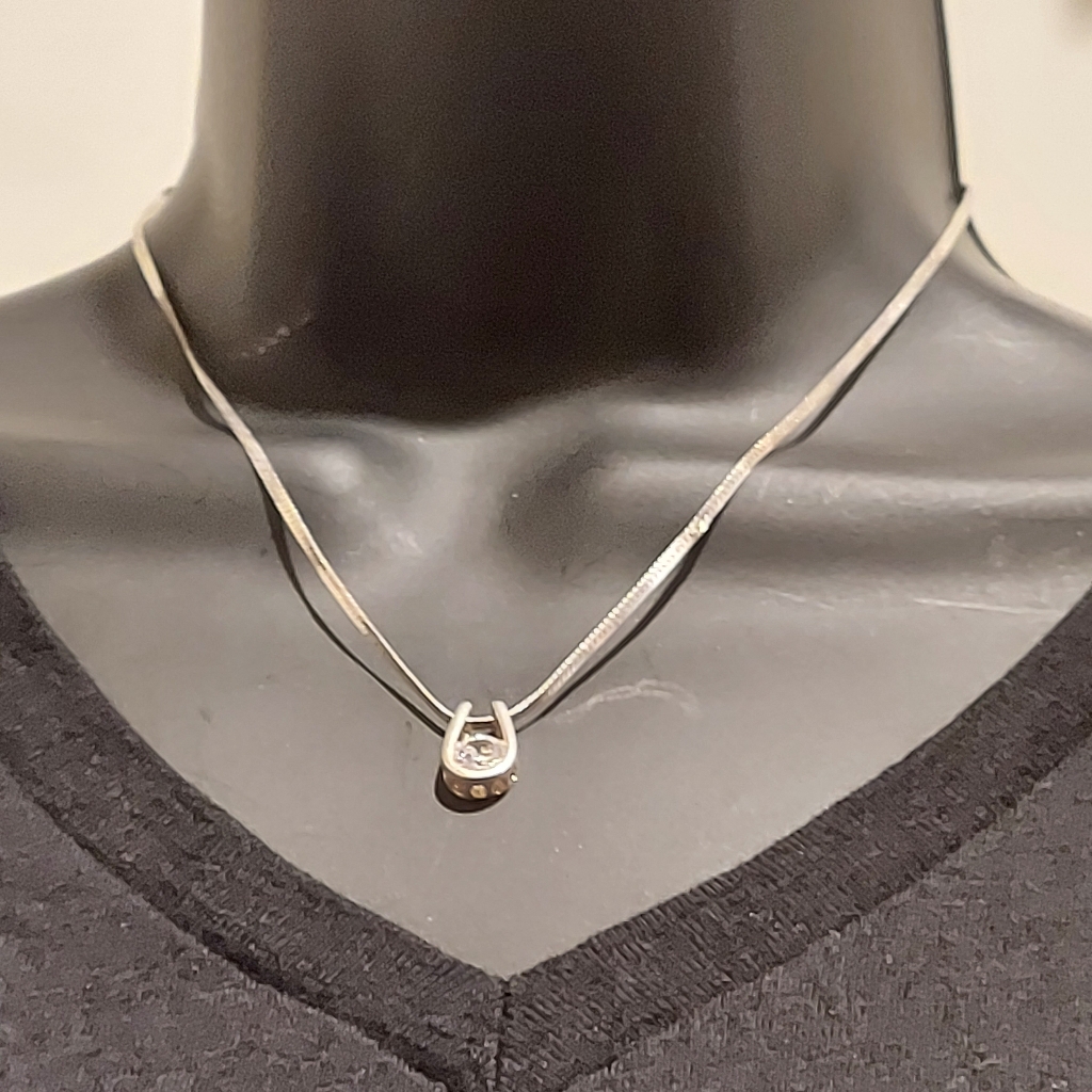 Finalprice 925 Horseshoe Charm Necklace Italy White Gold 69$